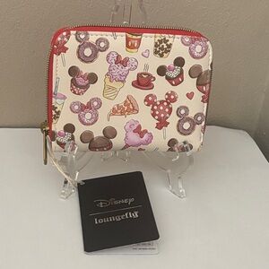 Loungefly Disney Mickey & Minnie Mouse Treat Snack Mini All Around Zipper Wallet